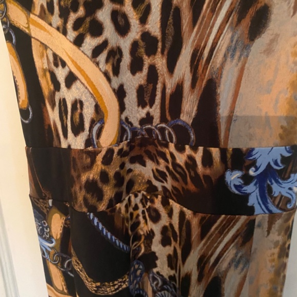 CACHE Dress, Faux Wrap, Cap Sleeve, Leopard/Baroque/Lux print, Pullover - Picture 9 of 14